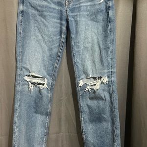 American Eagle Blue Straight Leg Jeans Distressed Look